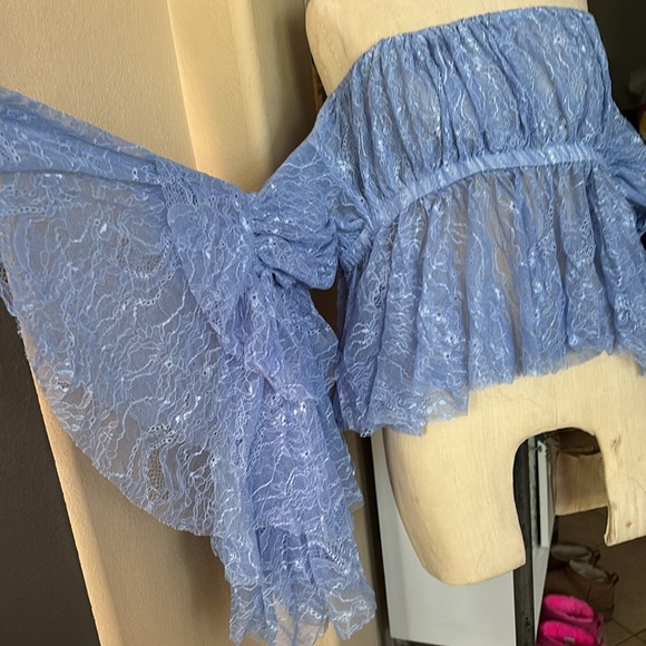 The Dolls House Madonna Top w/ Blue Cornflower Lace NWT - Picture 2 of 8